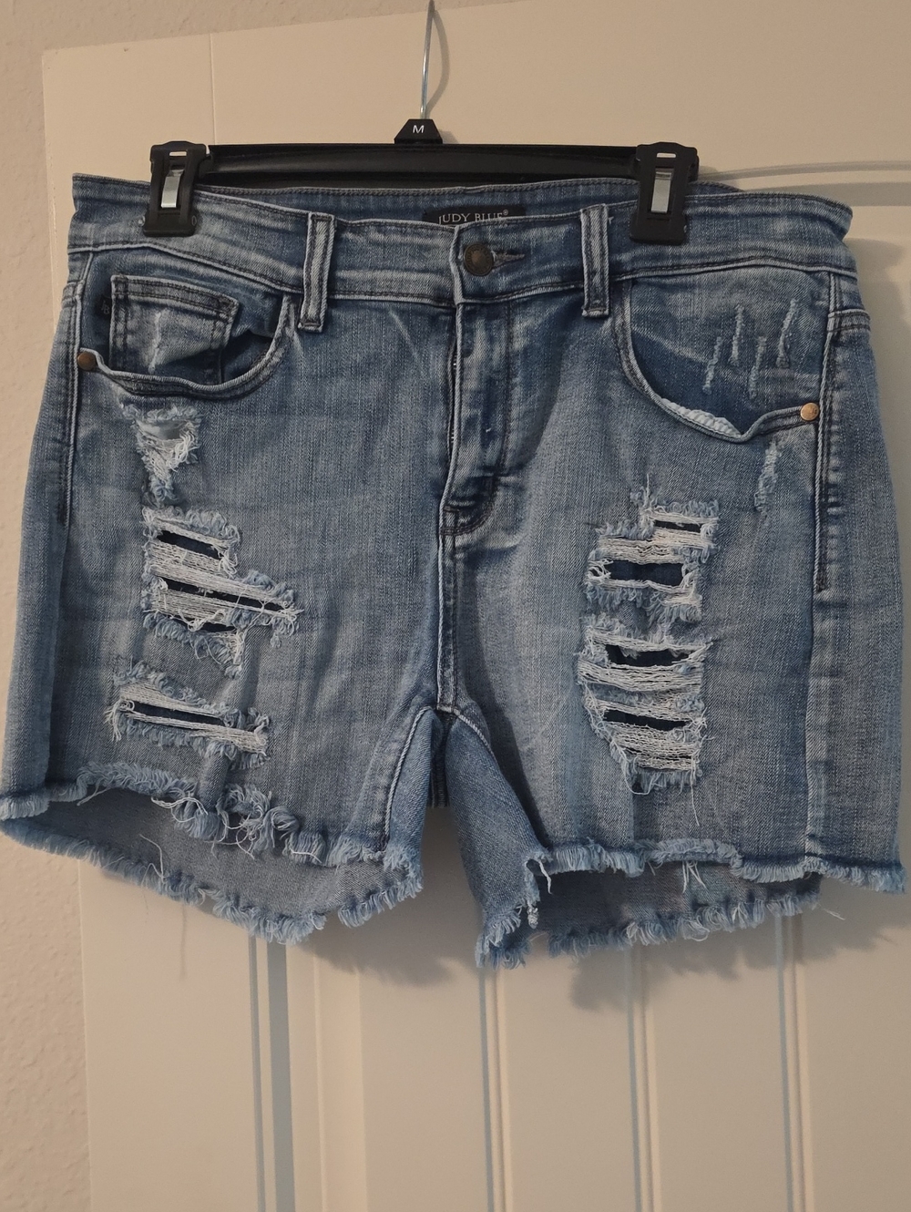 Judy Blue Light Blue Distressed Frayed Hem Jean Shorts